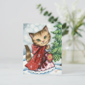 きらめく雪 – かわいいクリスマス猫はがき シーズンポストカード (スタンド正面)