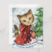 きらめく雪 – かわいいクリスマス猫はがき シーズンポストカード (正面/裏面)