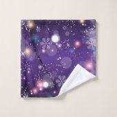 きらめく霧がかった紫のクリスマスウィンターワンダーランド バスタオルセット (ウォッシュタオル)