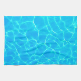 きらめく青いプールの水の反射の写真 キッチンタオル