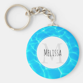 きらめく青いプールの水の反射の写真 キーホルダー