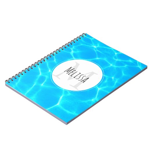 きらめく青いプールの水の反射の写真 ノートブック (左側)