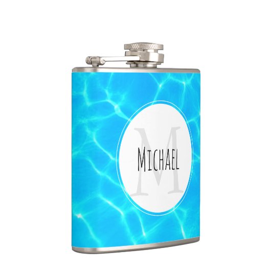 きらめく青いプールの水の反射の写真 フラスク (右)