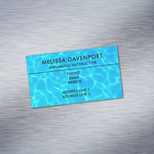 きらめく青いプールの水の反射の写真 マグネット名刺 (インサイチュ)