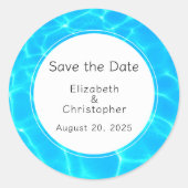 きらめく青いプールの水の反射結婚の反射 ラウンドシール (正面)