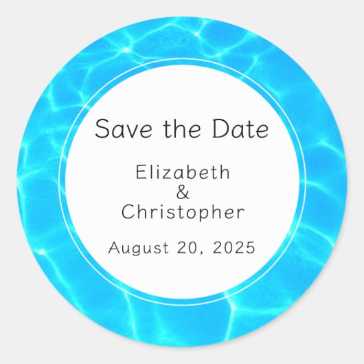 きらめく青いプールの水の反射結婚の反射 ラウンドシール (正面)