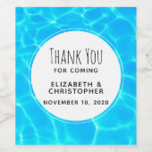 きらめく青いプールの水の反射結婚の反射 ワインラベル (シングルラベル)