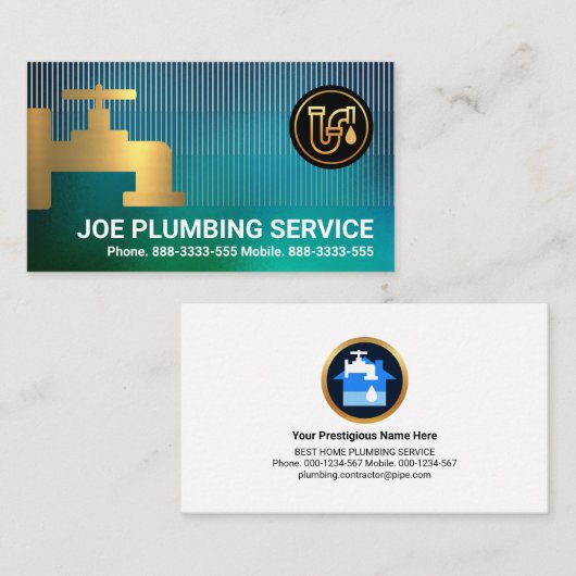 きらめく青い水配管設備 名刺 (正面/裏面)