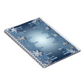 きらめく青い雪の結晶フレームと氷柱 ノートブック (右側)