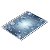 きらめく青い雪の結晶フレームと氷柱 ノートブック (左側)