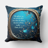 きらめく青と神のフレームのカスタマイズ可能 クッション (正面)
