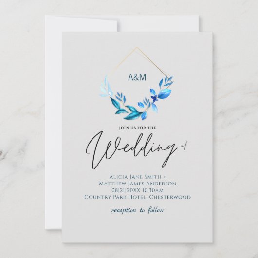 きらめく青葉い金ゴールドグ結婚レイ (正面)