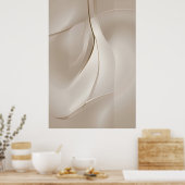 きらめく静けさ |ベージュ抽象芸術アート ポスター (キッチン)