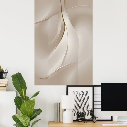 きらめく静けさ |ベージュ抽象芸術アート ポスター (ホームオフィス)