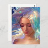 きらめく髪のはがき付きマーメイド ポストカード (正面/裏面)