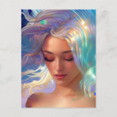 きらめく髪のはがき付きマーメイド ポストカード (正面)