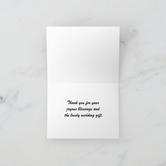 きらめく黒い孔雀の結婚式は感謝していしています サンキューカード (内部)