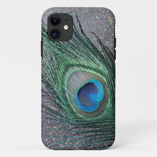 きらめく黒い孔雀の羽の静物画 Case-Mate iPhoneケース (裏面)