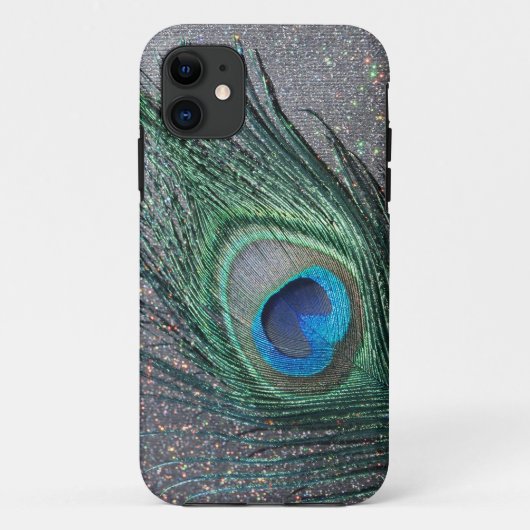 きらめく黒い孔雀の羽の静物画 Case-Mate iPhoneケース (裏面)
