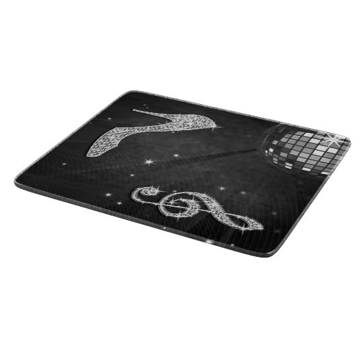 きらめく黒い音楽ノート及びスチレットヒール カッティングボード (角)