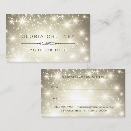 きらめく《写真》ぼけ味グリッターアポイントメントカード 予約カード (正面/裏面)