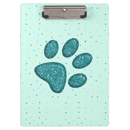 きらめくcat paw print - mint クリップボード (正面)