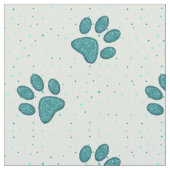 きらめくcat paw print - mint ファブリック (クローズアップ)