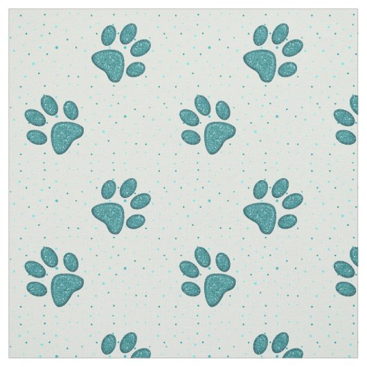 きらめくcat paw print - mint ファブリック (見本)