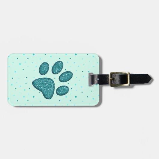 きらめくcat paw print - mint ラゲッジタグ (正面横)
