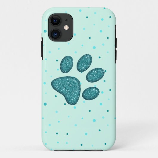 きらめくcat paw print - mint Case-Mate iPhoneケース (裏面)