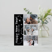 きらめくHappy New Year Fireworks 3写真 箔シーズンポストカード (立ち正面)