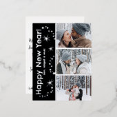 きらめくHappy New Year Fireworks 3写真 箔シーズンポストカード (正面/裏面)