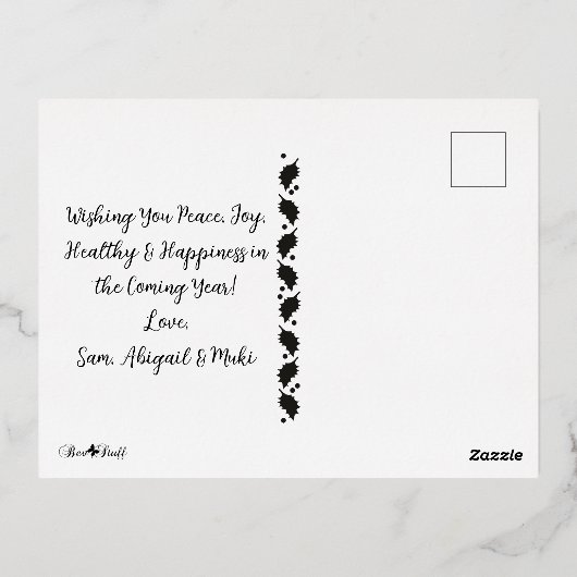 きらめくHappy New Year Fireworks 3写真 箔シーズンポストカード (裏面)