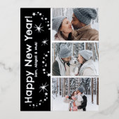 きらめくHappy New Year Fireworks 3写真 箔シーズンポストカード (正面)