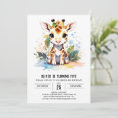 きりんの空想的なサファリのお誕生日 招待状 (スタンド正面)