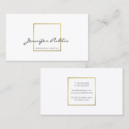 きれいなあなた自身のモダンでエレガントなホワイトゴールドを作成して下さい 名刺 (正面/裏面)