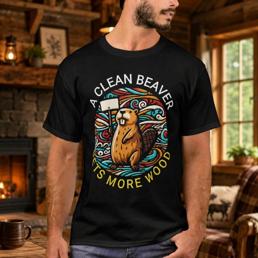 きれいなビーバーは常にたくさんの木材を手に入れる Tシャツ