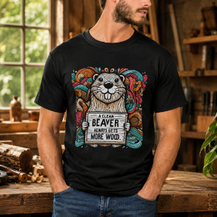 きれいなビーバーは常にたくさんの木材を手に入れる Tシャツ