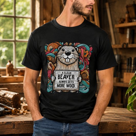 きれいなビーバーは常にたくさんの木材を手に入れる Tシャツ