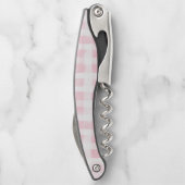 きれいなピンクと白の格子縞のストライプの結婚前のお祝い ソムリエナイフ (裏面)