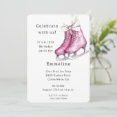 きれいなピンクのスケート靴の誕生日 招待状 (スタンド正面)