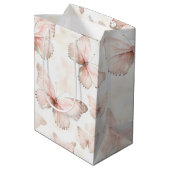 きれいなピンクの蝶の誕生日 ミディアムペーパーバッグ (裏面アングル)