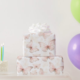 きれいなピンクの蝶の誕生日 ラッピングペーパー