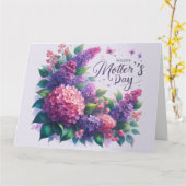 きれいなライラックの母の日花束「お母さん」 カード (黄色い花)