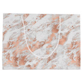 きれいなローズゴールドの白いマーブル ラージペーパーバッグ (裏面)