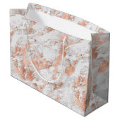 きれいなローズゴールドの白いマーブル ラージペーパーバッグ (裏面アングル)