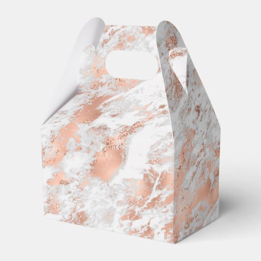 きれいなローズゴールド ホワイト グリッツィ マーブル フェイバーボックス (正面サイド)