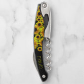 きれいな明るい黄色のひまわりパーソナライズされた- ソムリエナイフ (裏面)