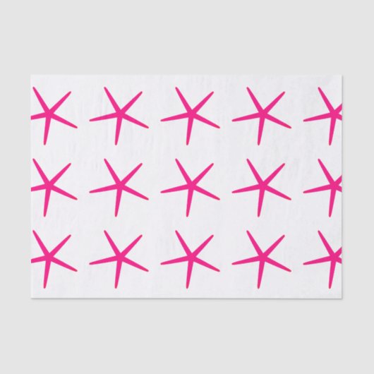 きれいな星型の魚のピンクのパターン 白いビーチ ナウティカル かわいい 薄葉紙 (正面)