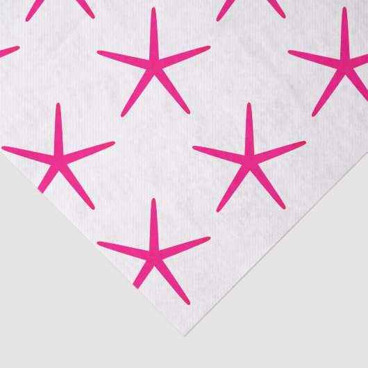 きれいな星型の魚のピンクのパターン 白いビーチ ナウティカル かわいい 薄葉紙 (詳細)